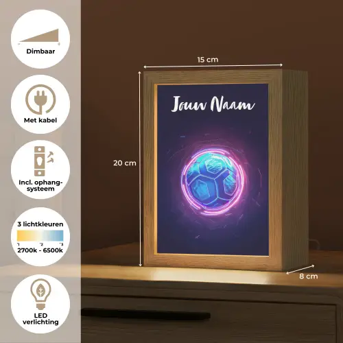 Voetbal - Sport - Blauw - Paars Light Box met kabel (Kinderlampje) klein -USP_NL