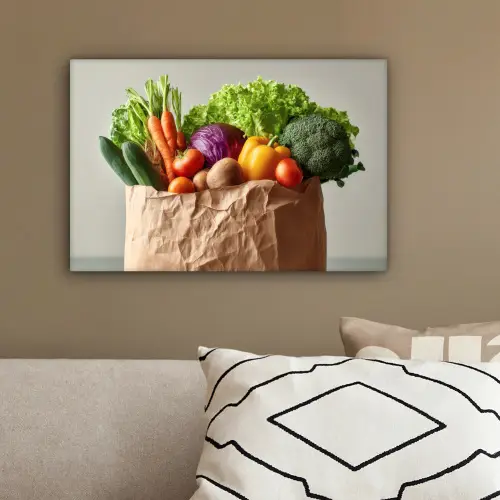 Papieren - Boodschappen - Groente - Kleurrijk canvas 2cm klein -sfeer3