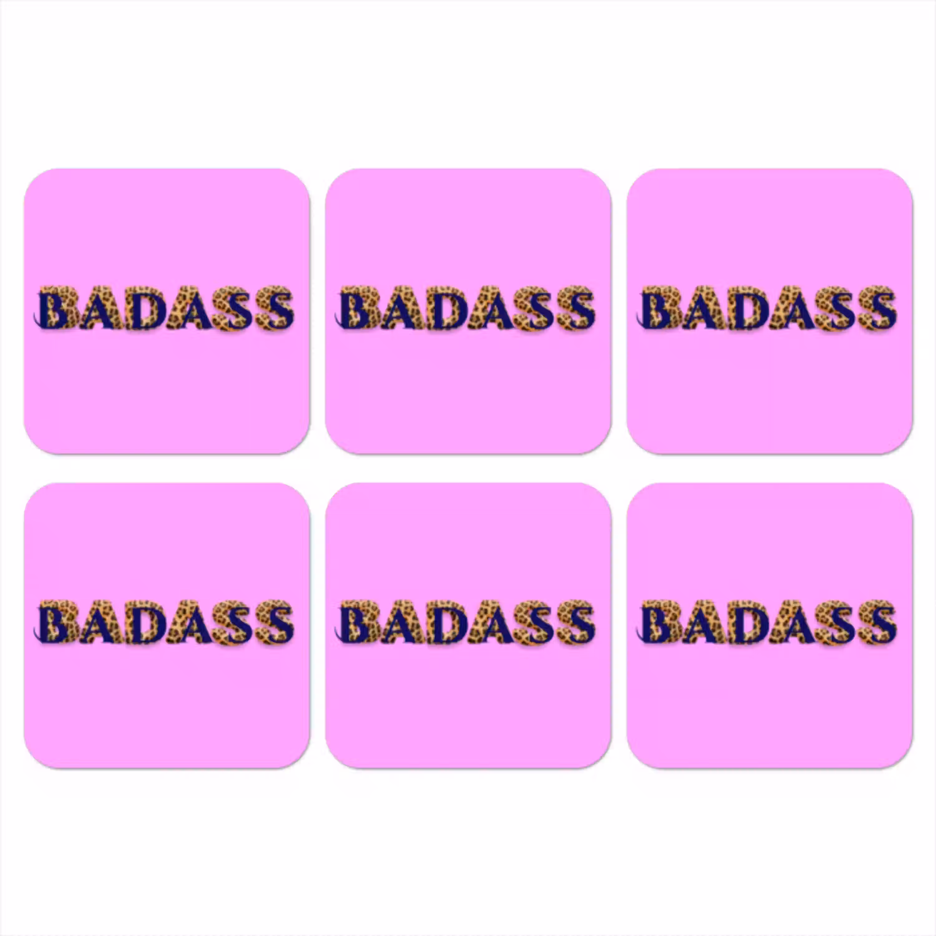 Felroze - Badass - Panterprint - Schaduw onderzetter kurk middel -3d