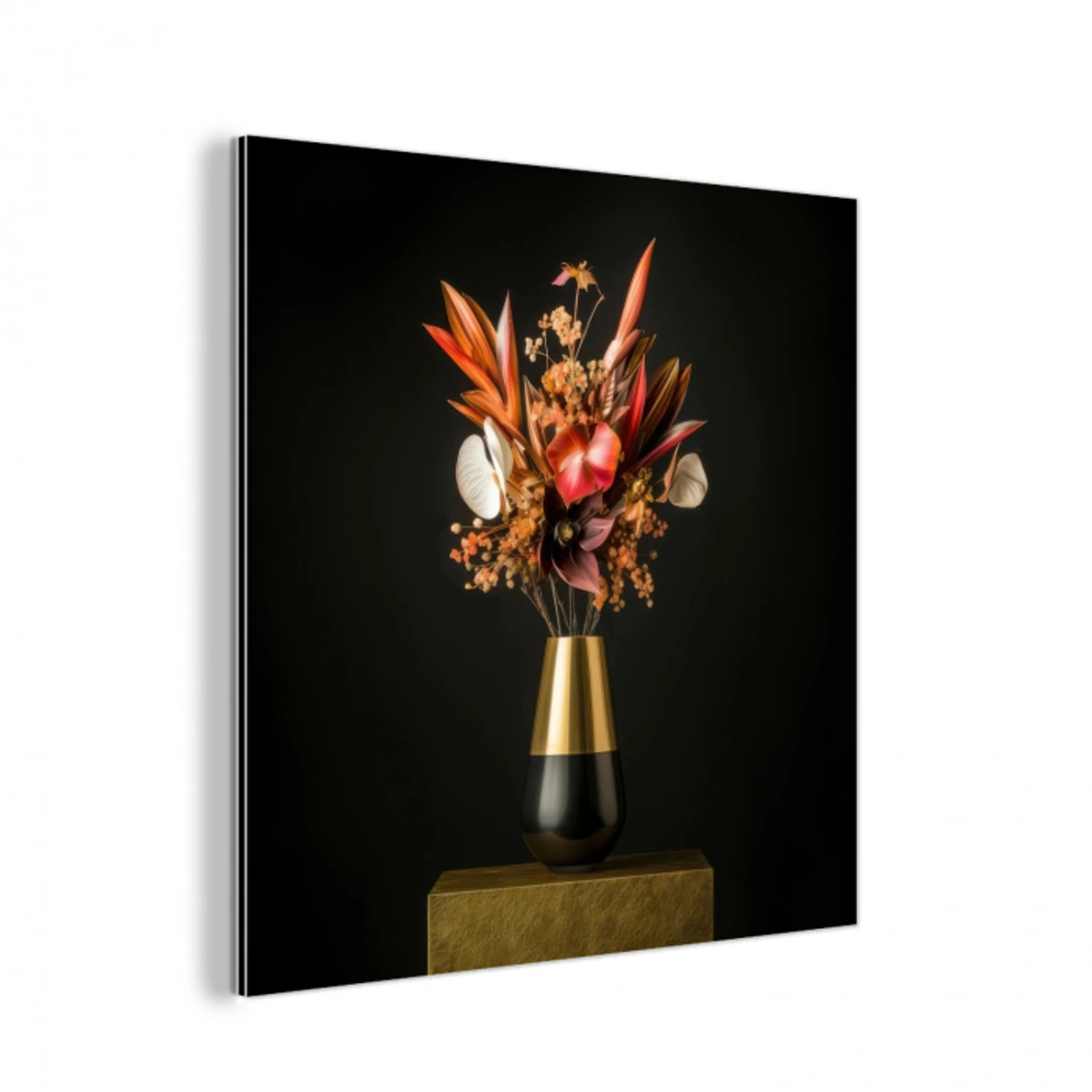 Exotisch - Boeket - Vaas - Goud aluminium wit klein -3d