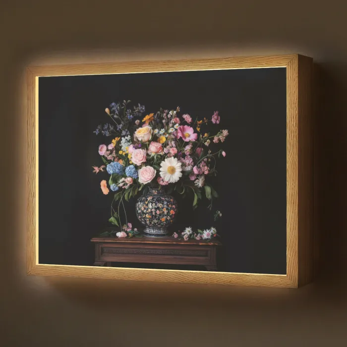 Bloemenvaas - Hout - Bloemen - Boeket Light Box met batterij (Wandlamp) middel -z3d_website