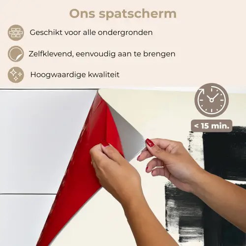 Rechthoeken - Penseelstreken - Abstract - Zwart keuken achterwand spatscherm klein -spatscherm_NL