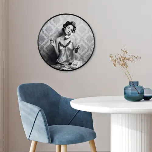 Chic - Vrouw - Zwart - Wit Fotolijst rond zonder passe partout klein -sfeer2