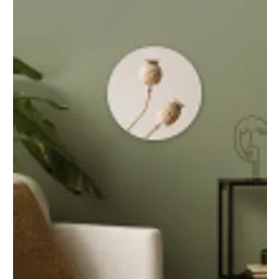 Papaverbollen - Droogbloemen - Minimalistisch - Beige - Rustig Wandcirkel kunststof plaat 5mm dik klein -sfeer3