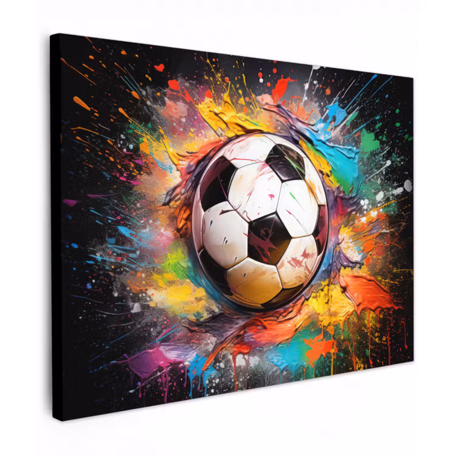 Leinwandbild - Fußball - Farbe - Farben - Schwarz - Weiß