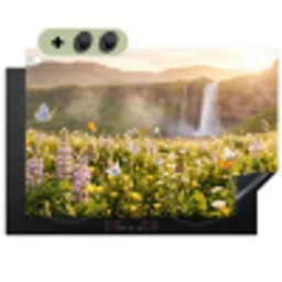 Vlinders - Waterval - Bloemenveld Inductie beschemer met haakjes klein -3d