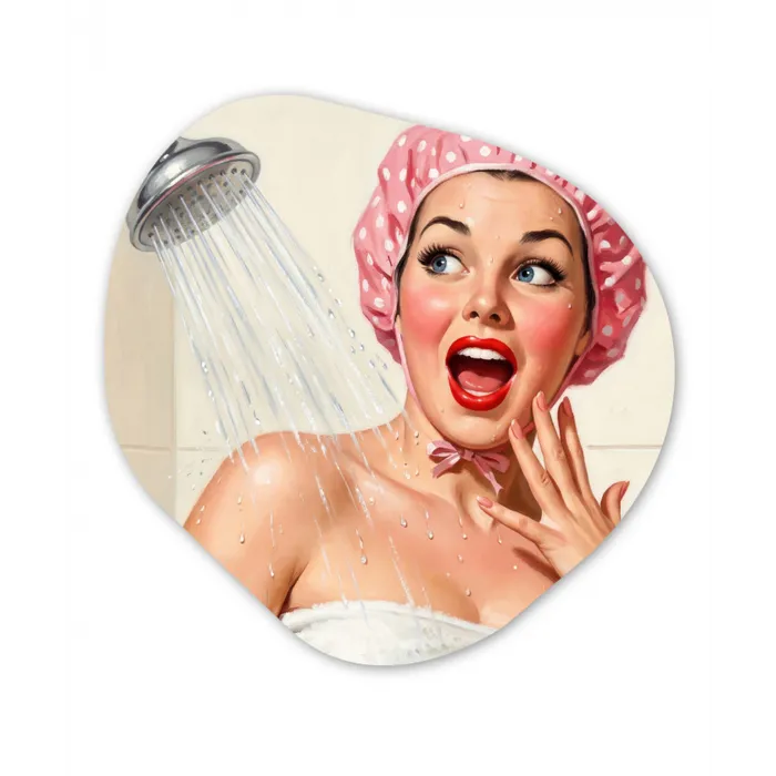 Vrouw - Douche - Roze Wandcirkel Organisch Forex 3mm klein -3d