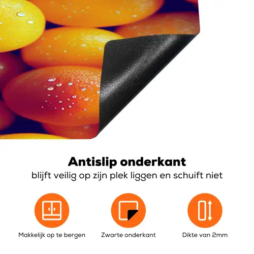 Vrucht - Waterdruppels - Oranje Inductie beschermer vinyl 3mm klein 276 -zzzzzzz-td-onderkant