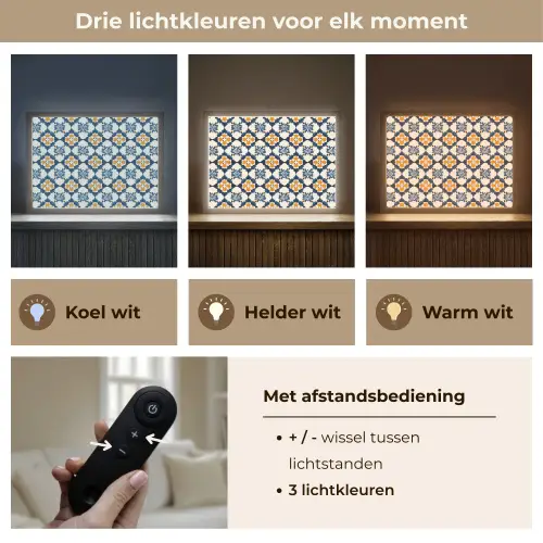 Klassiek - Geometrisch - Blauw Light Box met batterij (Wandlamp) middel 907 -USP_lichtkleurNL