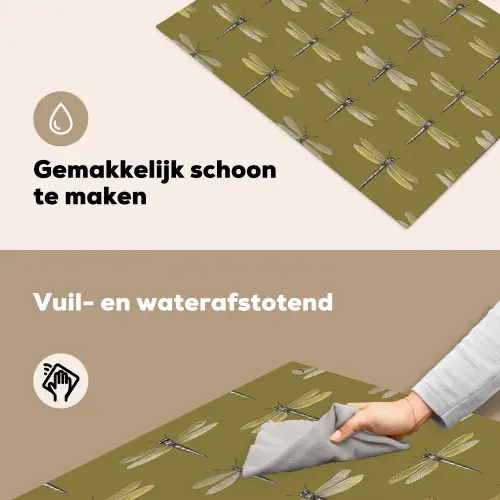 Libellen - Patroon - Groen Inductie beschemer met haakjes klein 777 -ky-schoon-nl