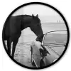 Paard - Auto - Zwart - Wit Fotolijst rond zonder passe partout klein -3d