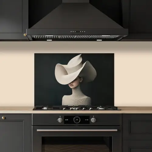 Vrouw - Golvende - Hoed keuken achterwand spatscherm klein -sfeer1