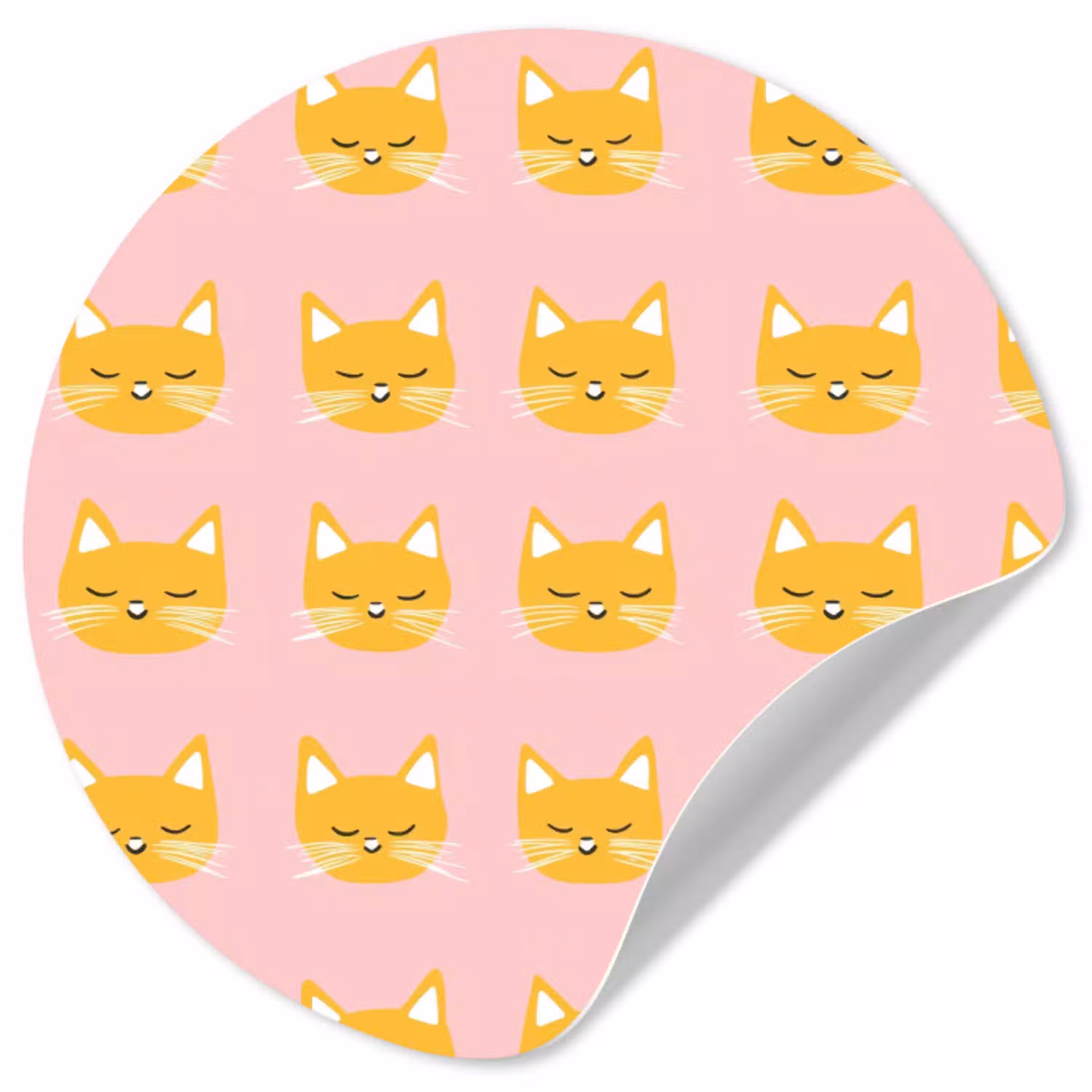 Katten - Patroon - Roze Wandcirkel behangsticker klein 186 -3d