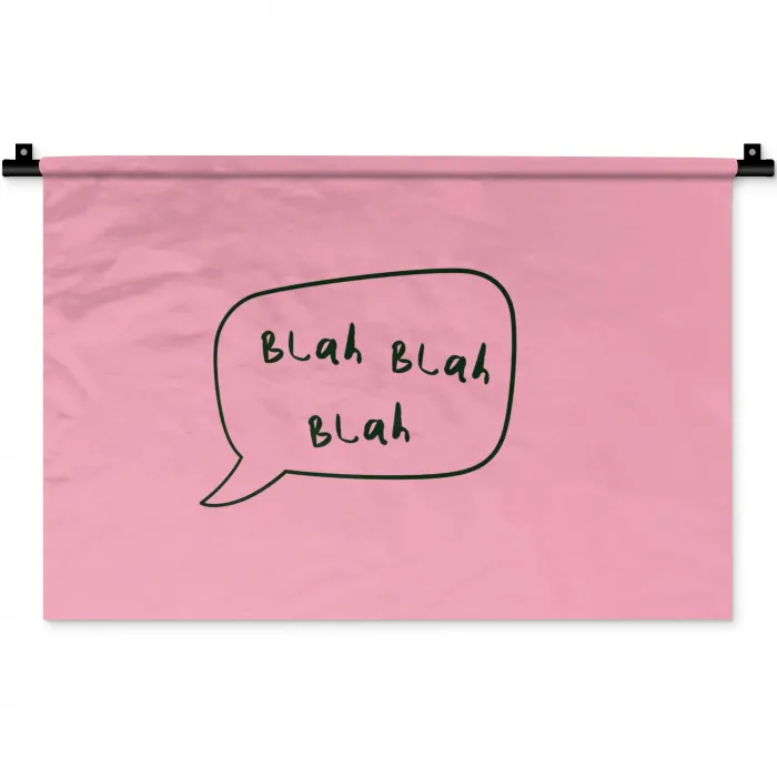 Tekstwolkje - BLAH BLAH BLAH - Roze Wandkleed katoen klein -zz3d
