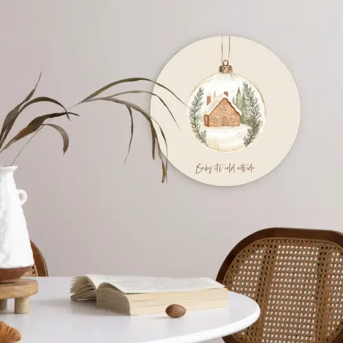 Quote - Winter - Kerst - Beige - Kerstbal Wandcirkel kunststof plaat 5mm dik klein -sfeer4