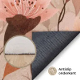 Bloemen - Bladeren - Bruin Vloerkleed Rechthoek klein 1091 -uniquesellingpoint_antislip_NL_DE