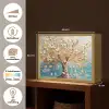 Boom - Blauw - Goud - Abstract - Modern Light Box met batterij (Wandlamp) middel -USP_websiteoverzichtNL