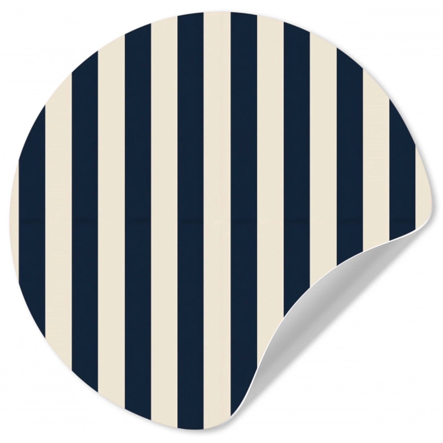 Verticale strepen - Blauw - Crème Wandcirkel behangsticker klein 186 -3d