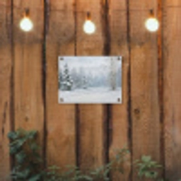 Bospad - Dennen - Sneeuw - Winter - Rustgevend tuinposter los doek klein -sfeer1
