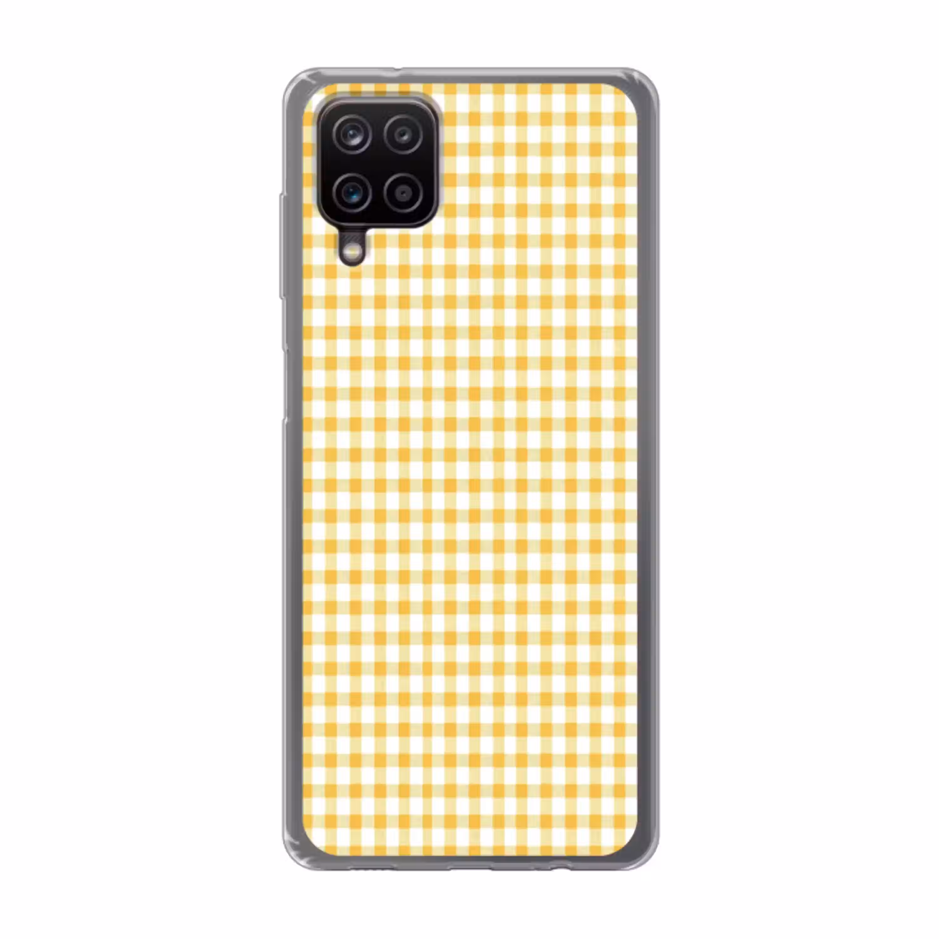 Ruit - Gingham - Klassiek - Geel en Wit Telefoonhoesje Samsung Galaxy A12 klein 372 -3d