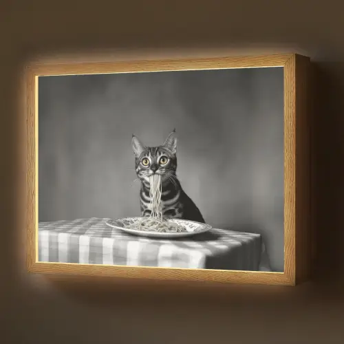 Bengaal - Kat - Tafelkleed - Zwart - Wit - Dier Light Box met batterij (Wandlamp) middel -z3d_website