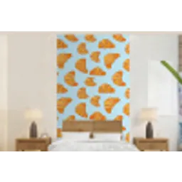 Croissant - Speels - Blauw fotobehang vinyl groot 64 -bed