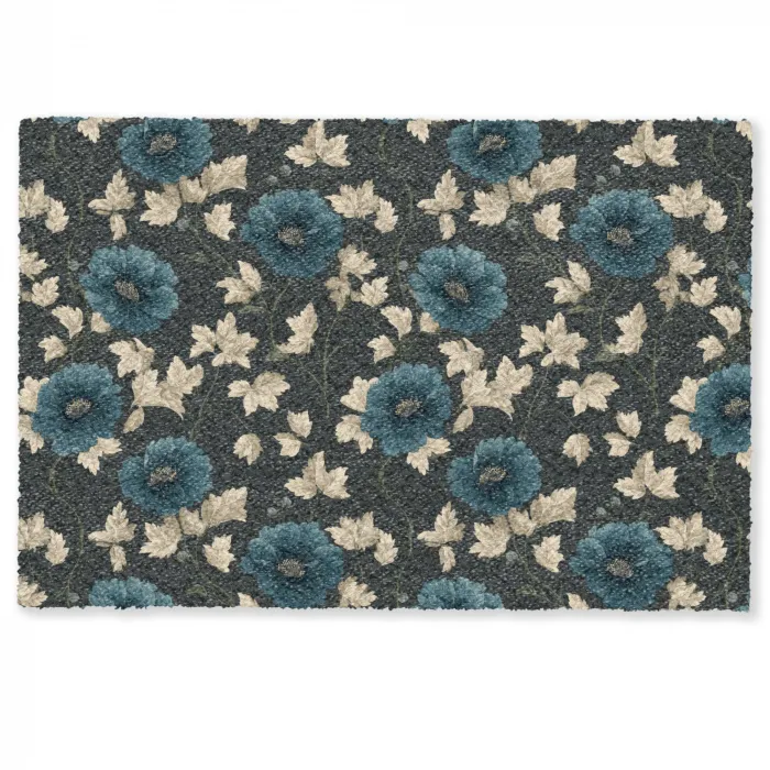 Botanisch - Bloemen - Blauw Deurmat klein 898 -zkaufland3d