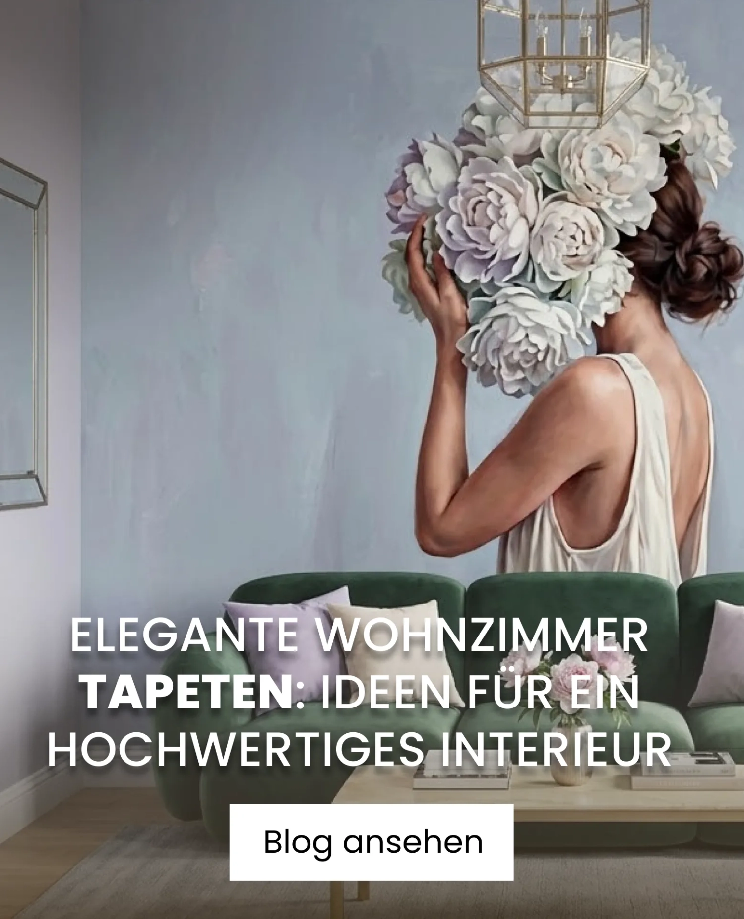 Elegante Wohnzimmerideen Frau mit Blume