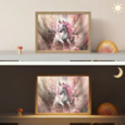 Eenhoorn - Meisje - Roze - Bloemen - Sprookje Light Box met batterij (Wandlamp kind) middel -sfeer3_kind