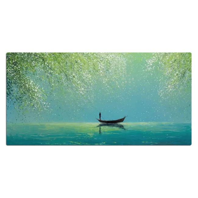 Bureau onderlegger - Bootje - Water - Bladeren - Bloesems