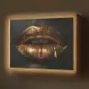 Lippen - Goud - Abstract - Zwart - Aesthetic Light Box met batterij (Wandlamp) middel -z3d_website