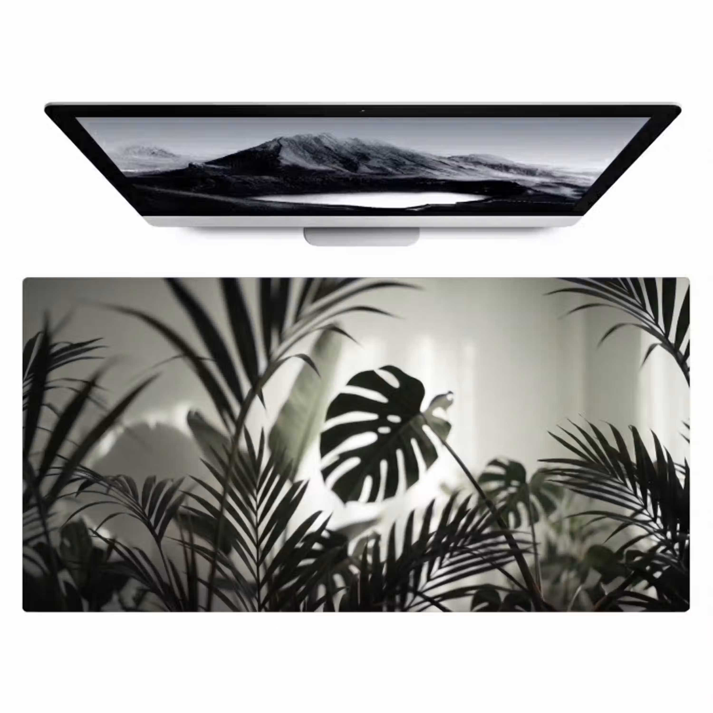 Planten - Bladeren - Natuur - Minimalistisch - Groen Muismat XXL klein -zzz3d