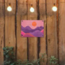 Zon - Heuvels - Paars - Abstract tuinposter los doek klein -sfeer1