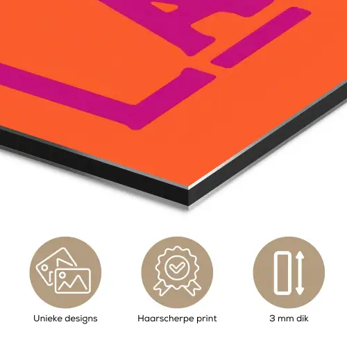 Oh la la - Oranje - Roze - Scheeflettertype aluminium wit klein -closeup_NL