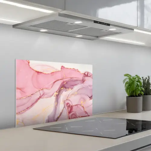 Goud - Marmer - Roze keuken achterwand spatscherm klein -3d_schuin