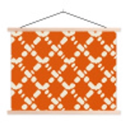 Oranje - Ruitpatroon - Wit textielposter latten blank klein 122 -3d