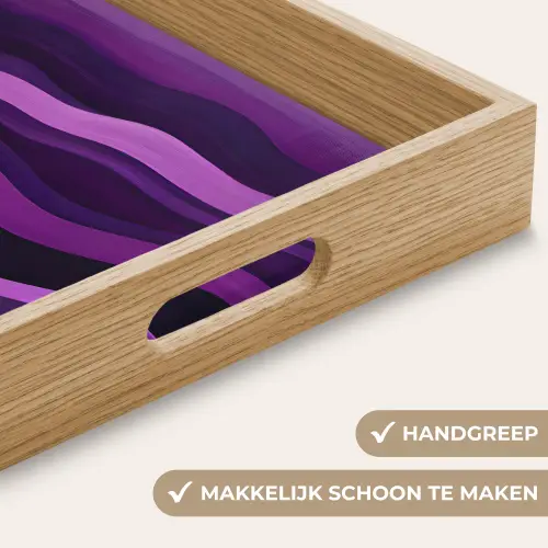 Lijnen - Golven - Paars - Abstract Dienblad Rechthoek middel -USP_HandgreepNL