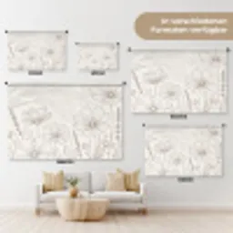 Minimalistisch - Modern - Bloemen - Beige Wandkleed katoen klein -tsfeer8_DE
