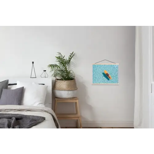Surfboard - Water - Badpak - Oranje textielposter latten blank klein -woonkamer