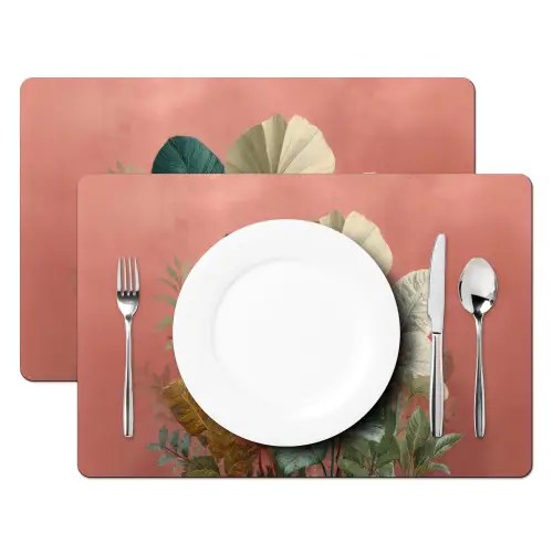 Tropische bladeren - Bloemen - Roze - groen Placemat vinyl groot -zzsfeer2_Kitchenyeah-website