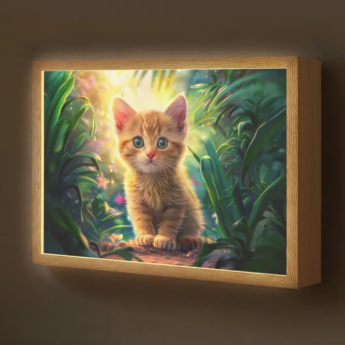 Kat - Huisdier - Natuur Light Box met batterij (Wandlamp kind) middel -z3d_website