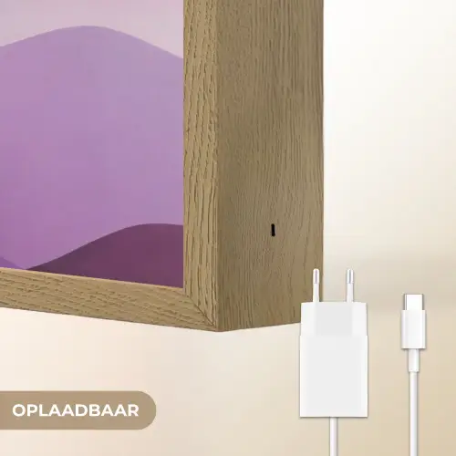 Abstract - Heuvels - Landschap - Paars Light Box met batterij (Wandlamp) middel -USP_websiteoplaadbaarNL