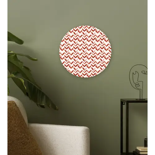 Strepen - Rood - Wit - Patroon Wandcirkel plexiglas klein 852 -sfeer3