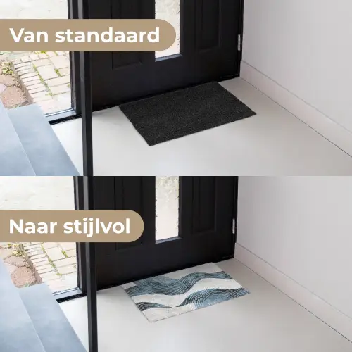 Lijnen - Golven - Abstract - Blauw Deurmat klein -voor-na_NL