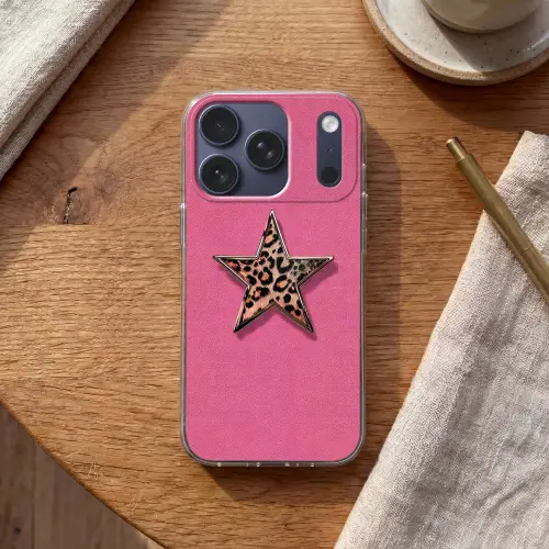 Ster - Luipaard - Print - Roze Telefoonhoesje iPhone 17 Pro klein -sfeer1