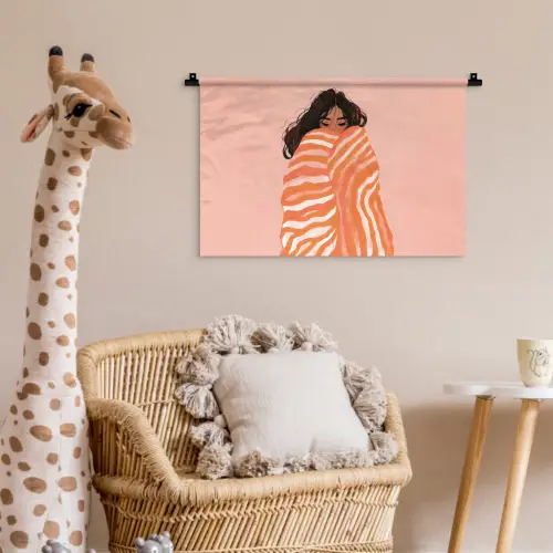 Meisje - Deken - Gestreept - Oranje Wandkleed katoen klein -wsfeer5_kind