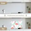 Flamingo - Mintgroen - Ruit keuken achterwand spatscherm klein 900 -voor_na_NL