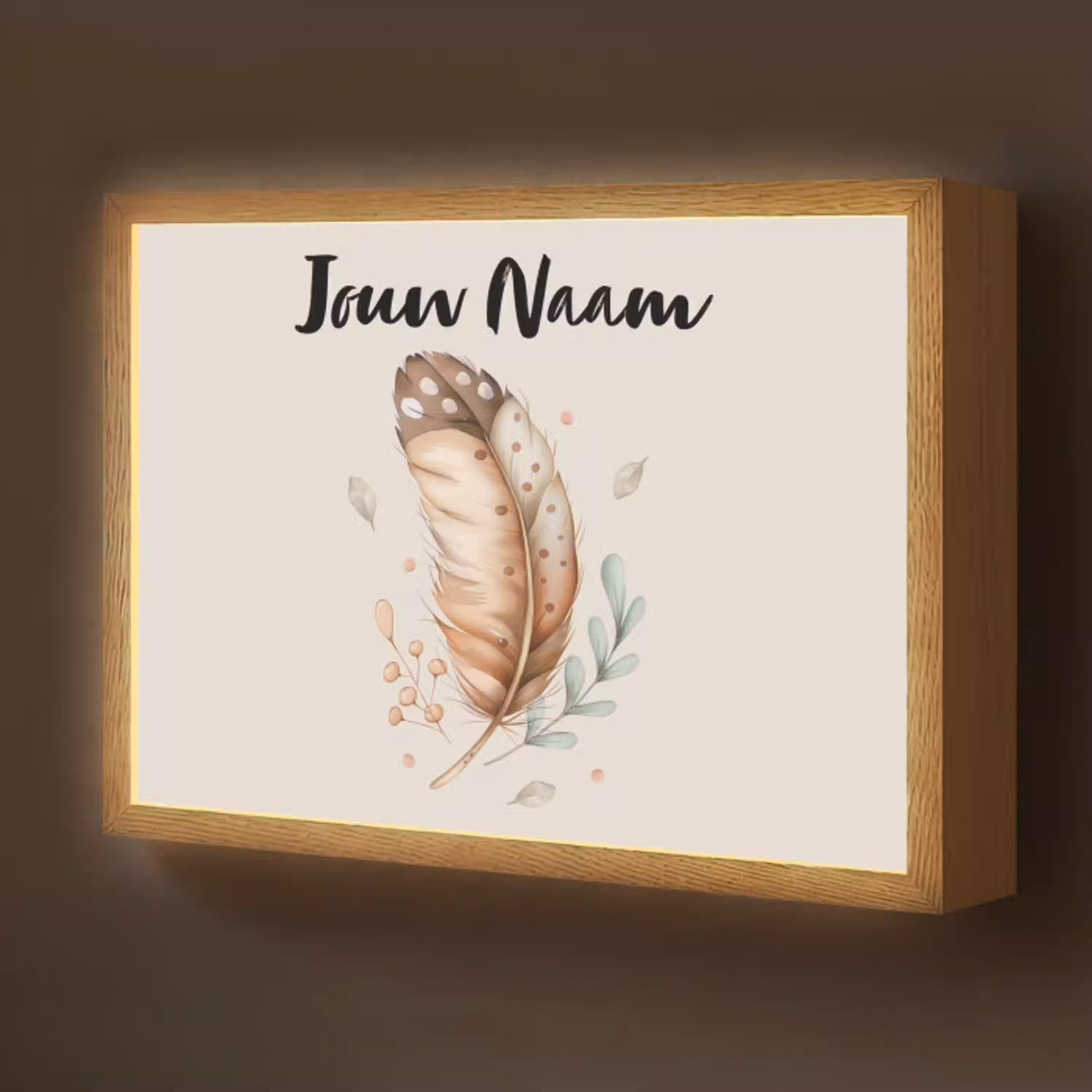Veer - Bohemian - Boho - Pastel kleuren Light Box met batterij (Wandlamp kind) middel -z3d_website