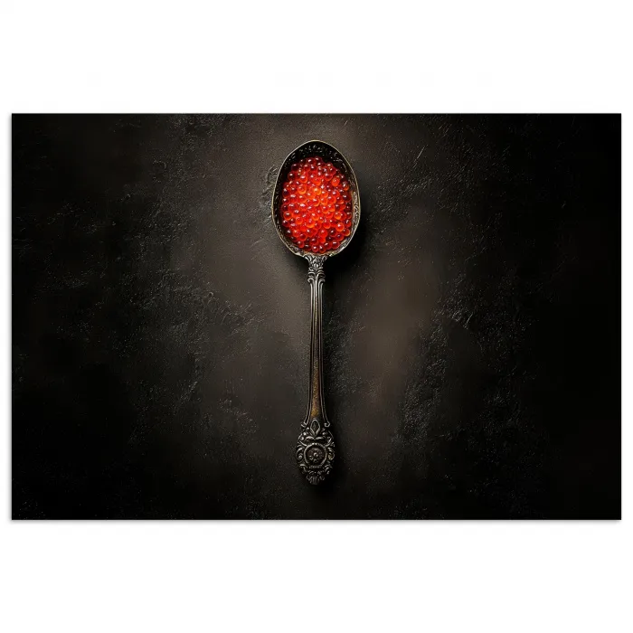 Zwart - Lepel - Caviar poster papier klein -3d