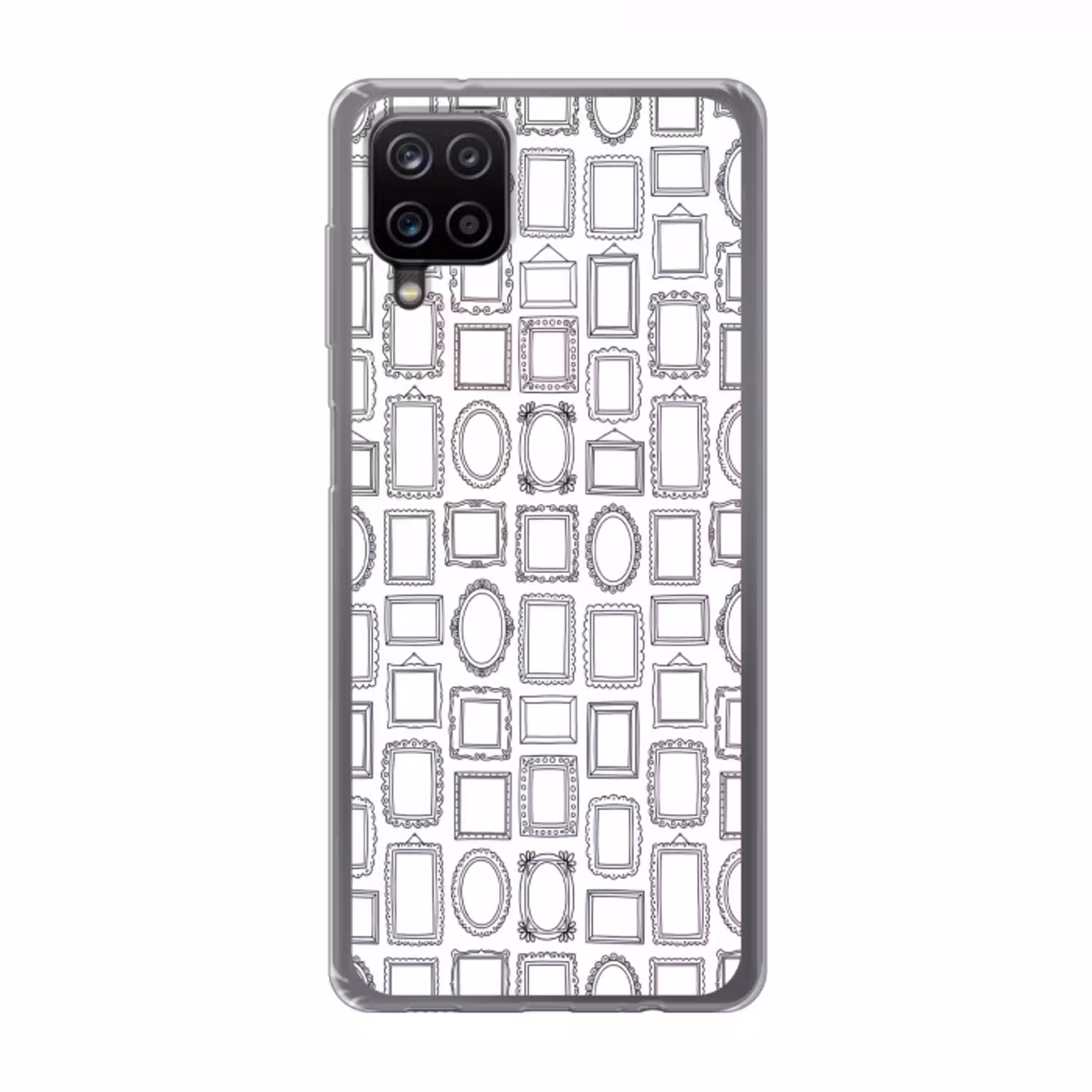 Lijsten - Patroon - Decoratie - Schets - Zwart-wit Telefoonhoesje Samsung Galaxy A12 klein -3d